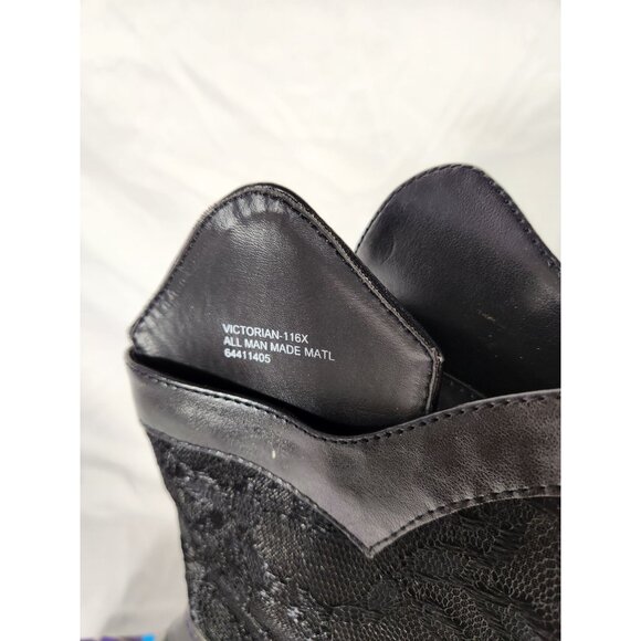NOS Funtasma Black Lace Boots High Heel Retro Witchy Goth US:12 - Picture 2 of 10